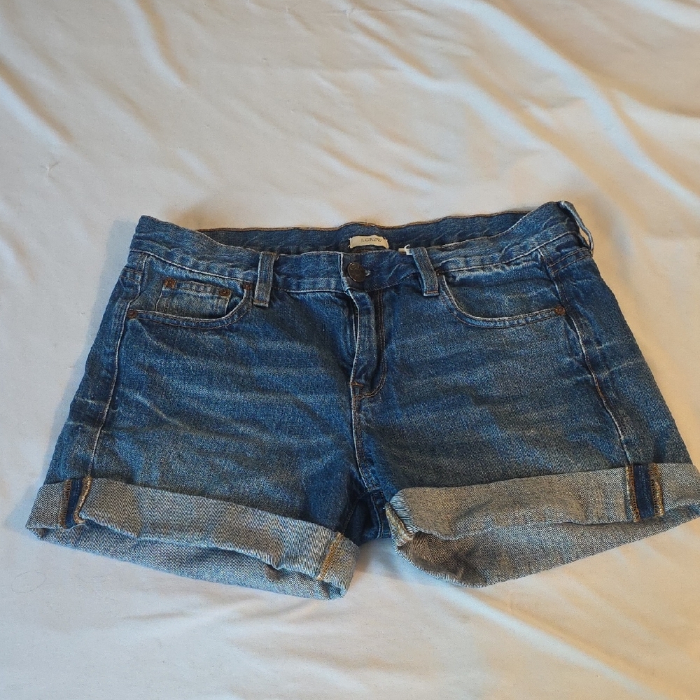J. Crew Rolled-Hem Dark Blue Denim Shorts